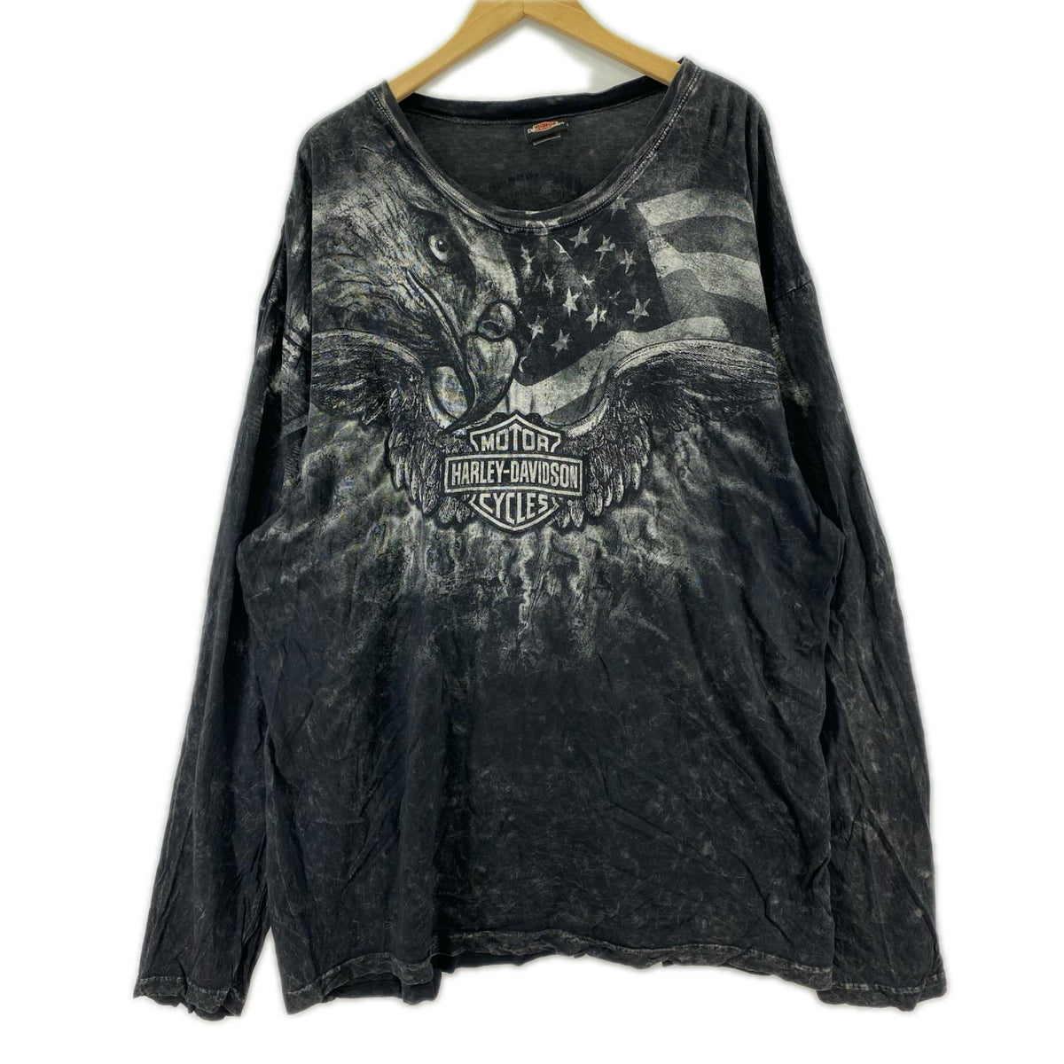長袖Ｔシャツ Harley-Davidson 総柄L/Sｶｯﾄｿｰ 黒 (XXL) ブラック