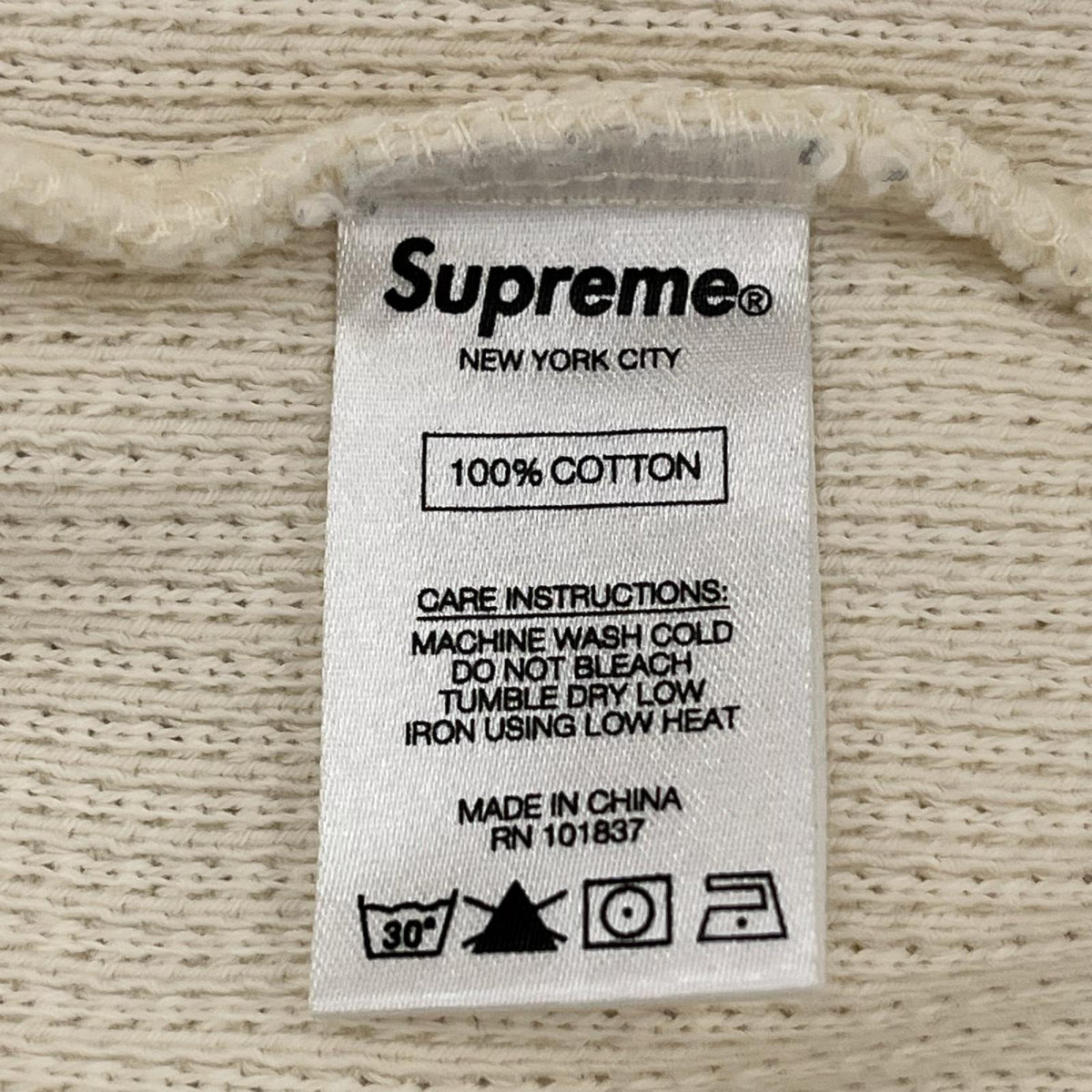 パーカー Supreme 17AW Hooded Waffle Ringer ｻｰﾏﾙﾊﾟｰｶｰ M ｱｲﾎﾞﾘｰ M