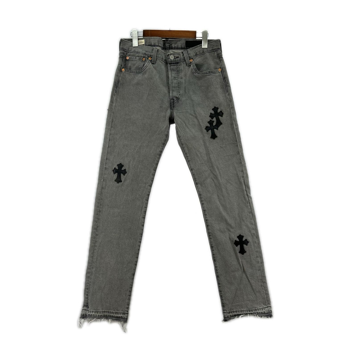 デニムパンツ ADVANCE ｶｽﾀﾑ ｸﾛｽﾊﾟｯﾁ グレー