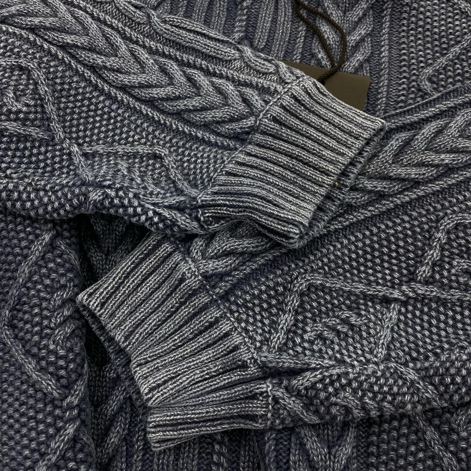 ニット WASHED CREWNECK CABLE SWEATER 24213NH-KNM01 インディゴ L ブルー