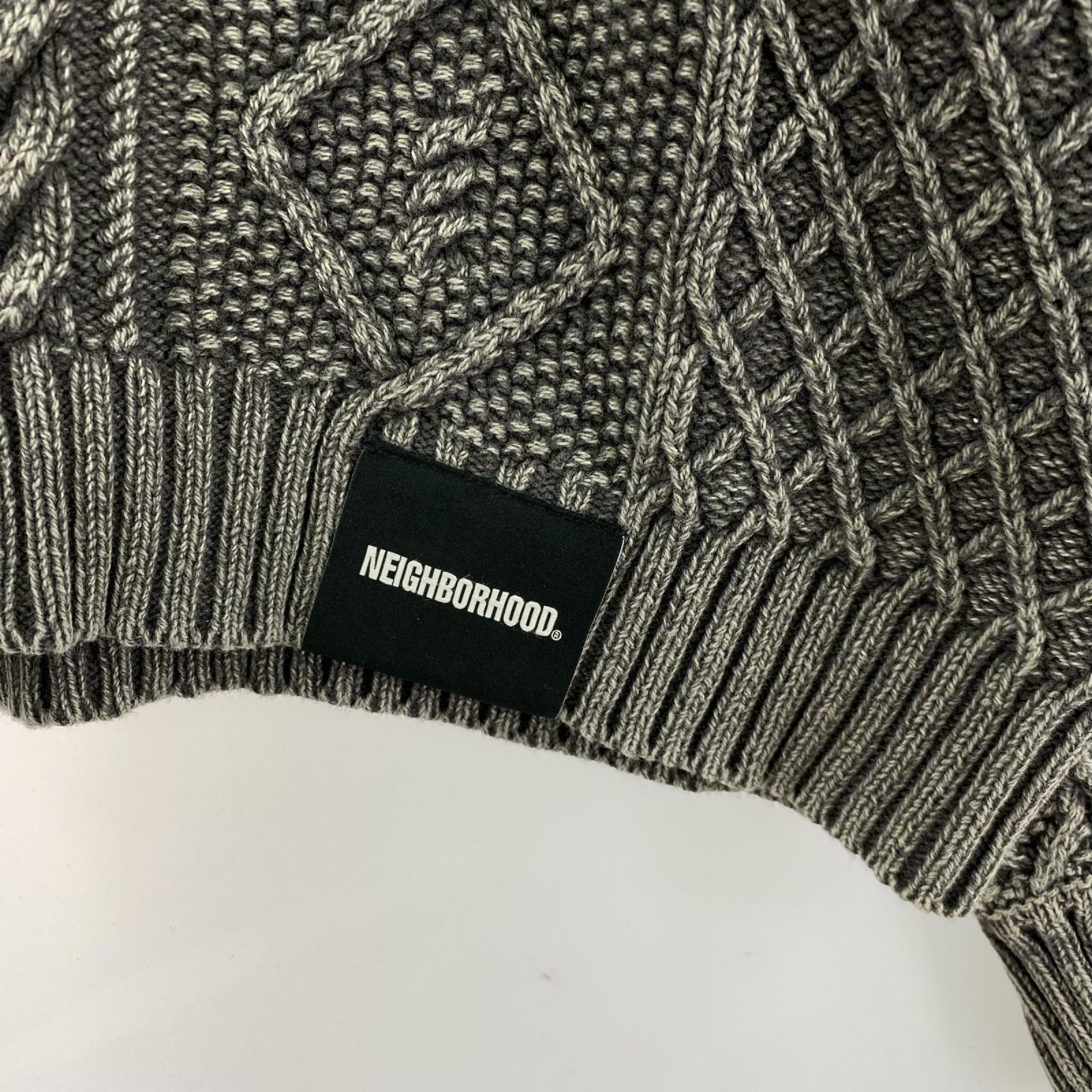 ニット WASHED CREWNECK CABLE SWEATER 24213NH-KNM01 グレー L グレー