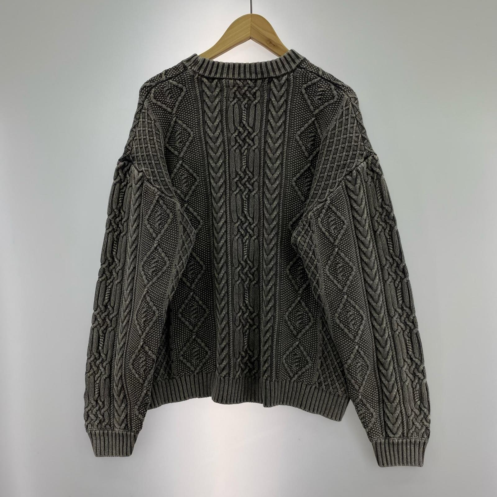ニット WASHED CREWNECK CABLE SWEATER 24213NH-KNM01 グレー L グレー