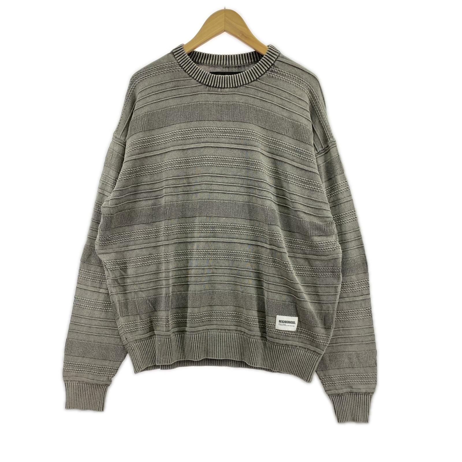 ニット 25SS WASHED CREWNECK BORDER SWEATER 25113NH-KNM01 グレー L グレー