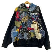 パーカー Patchwork Zip Up Hooded Sweatshirt/ﾌﾞﾗｯｸ L ブラック
