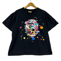 半袖Ｔシャツ 短丈 ﾍﾟｲﾝﾄ柄 BLK L L ブラック