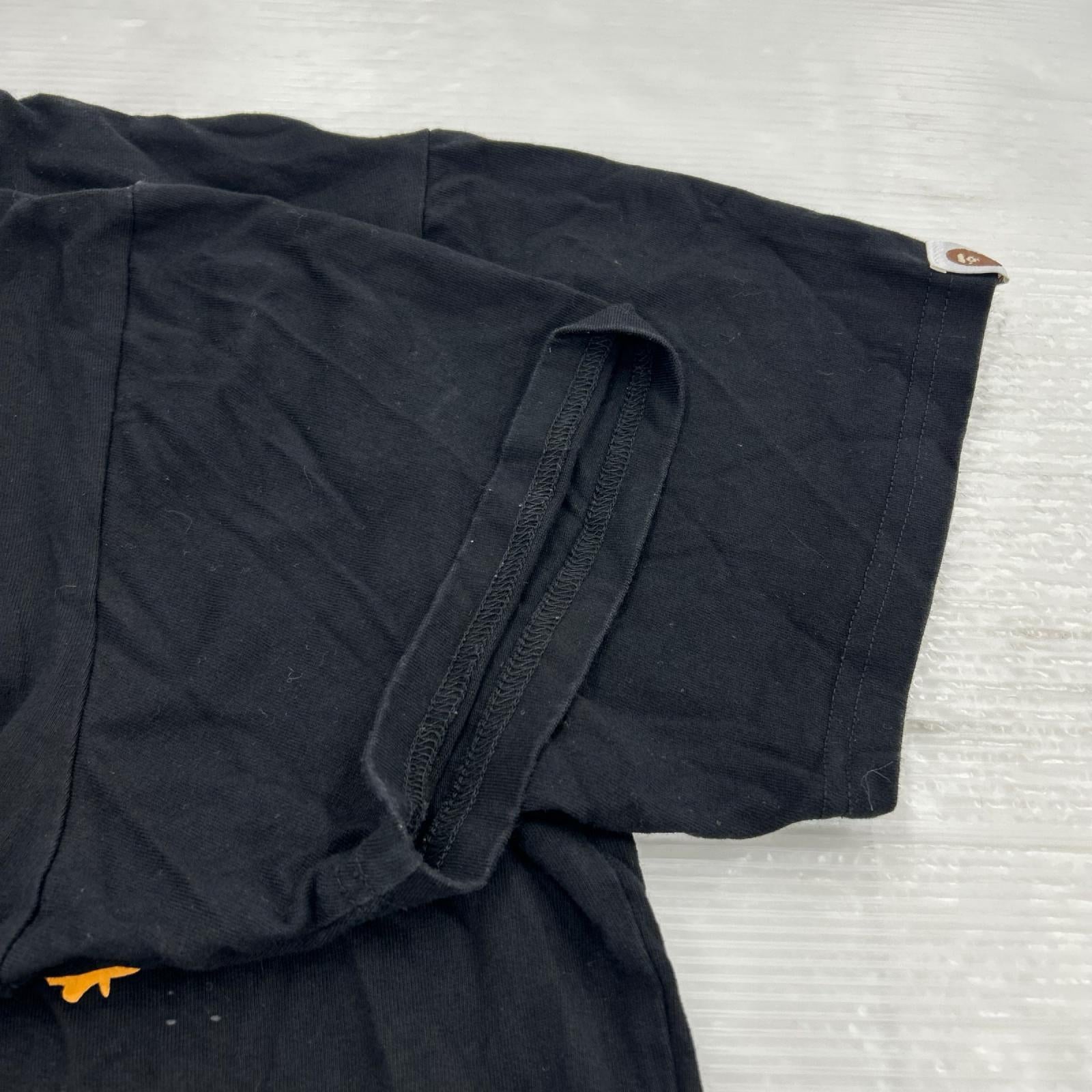 半袖Ｔシャツ 短丈 ﾍﾟｲﾝﾄ柄 BLK L L ブラック