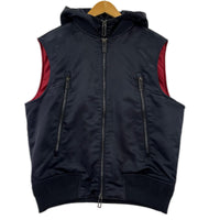 ブルゾン EMPORIO ARMANI ﾌｰﾄﾞ付属 ﾀﾞﾌﾞﾙｼﾞｯﾌﾟﾍﾞｽﾄ 48 ﾈｲﾋﾞｰ×ﾚｯﾄﾞ 48