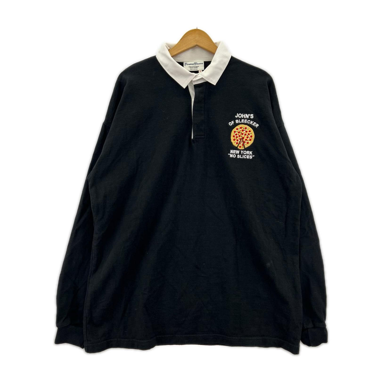 長袖Ｔシャツ PIZZA NOSLICES RUGBY ﾗｶﾞｰｼｬﾂ 黒 ブラック