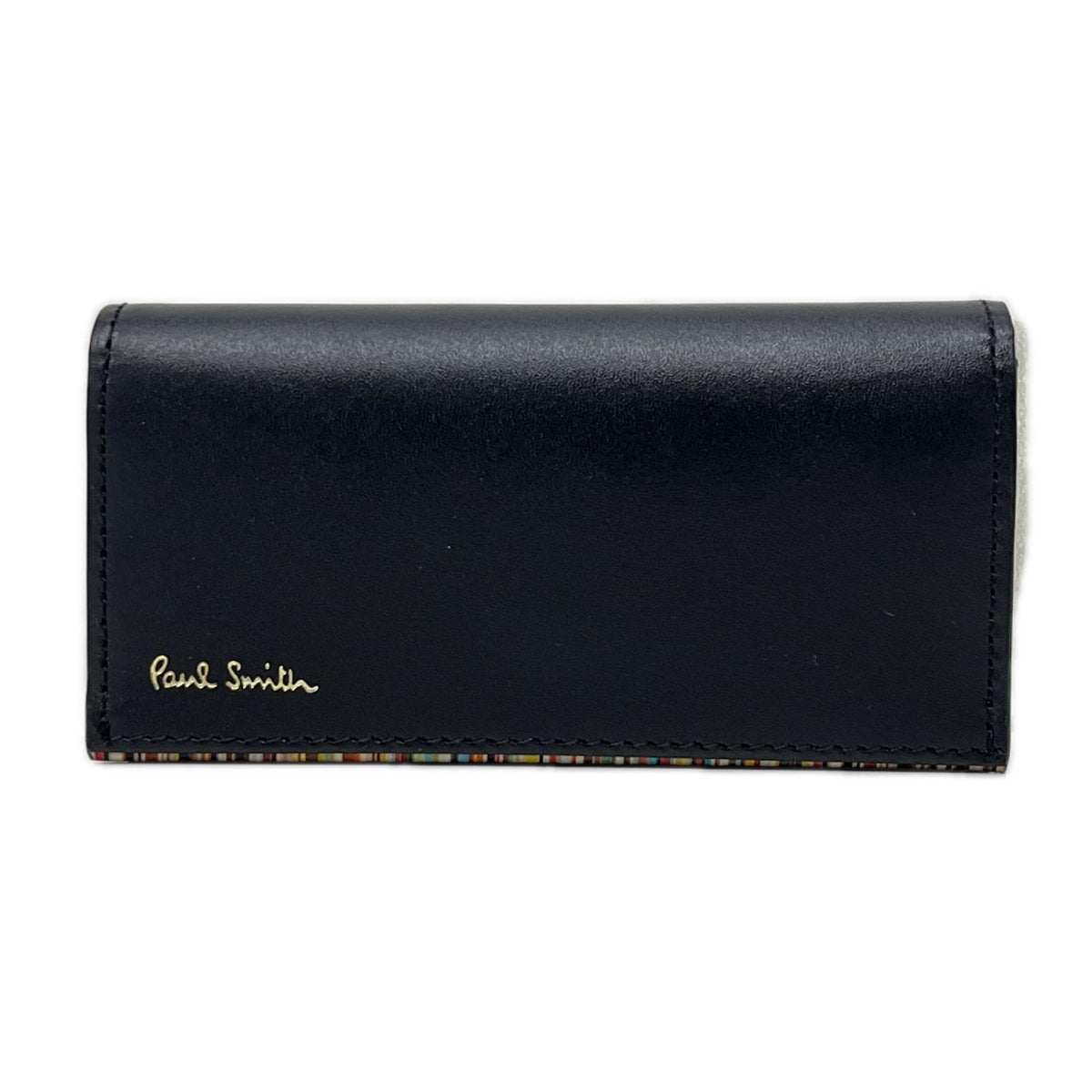 キーケース Paul Smith ｽﾄﾗｲﾌﾟﾎﾟｲﾝﾄ ｶｰﾌﾚｻﾞｰ4連ｷｰｹｰｽ ﾌﾞﾗｯｸ