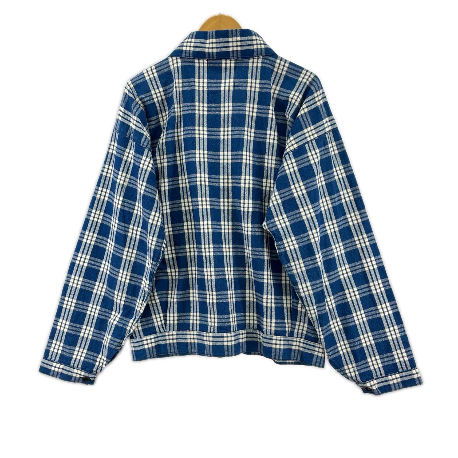 長袖シャツ 1900'S INDIGO BLUE and WHITE ﾁｪｯｸﾌﾞﾗｳｽ 40 ブルー