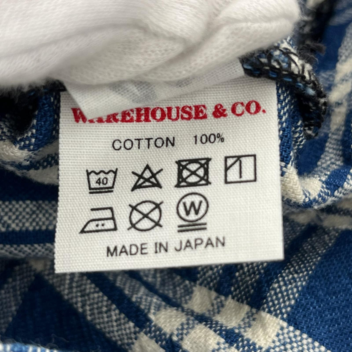 長袖シャツ 1900'S INDIGO BLUE and WHITE ﾁｪｯｸﾌﾞﾗｳｽ 40 ブルー