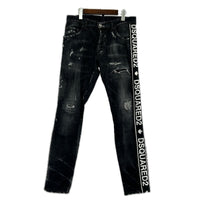 デニムパンツ SKATER JEAN ｽｷﾆｰﾃﾞﾆﾑ ﾀﾞﾒｰｼﾞ加工 ﾛｺﾞﾗｲﾝ 46 ブラック