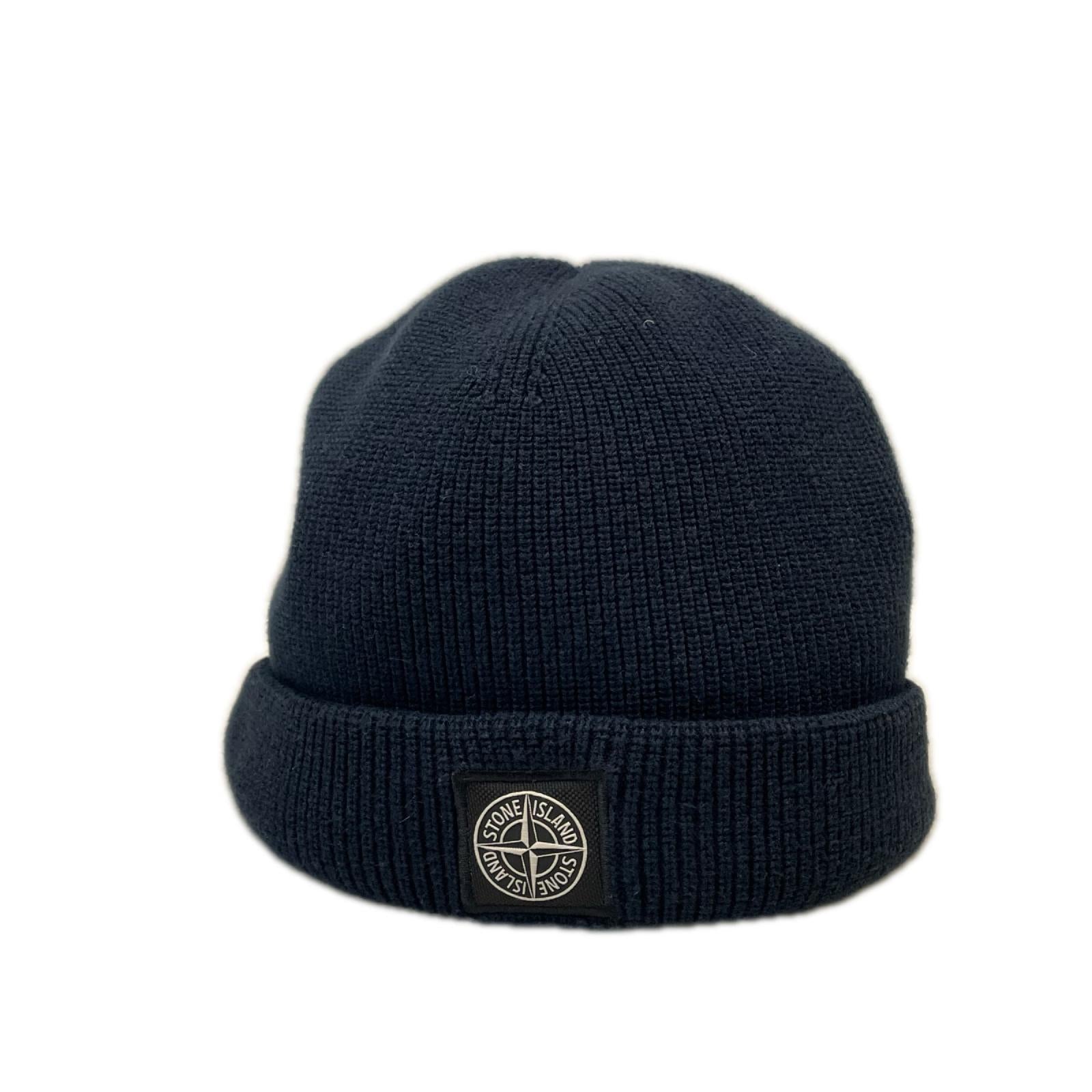 ニットキャップ STONE ISLAND ロゴパッチ ビーニー8015N02D7 ネイビー