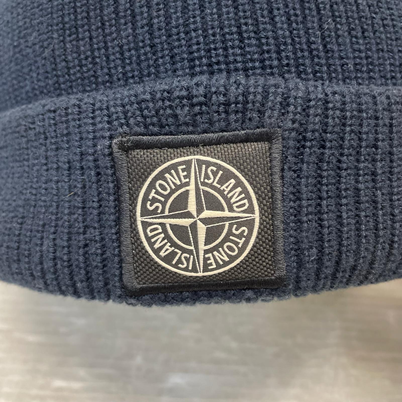 ニットキャップ STONE ISLAND ロゴパッチ ビーニー8015N02D7 ネイビー