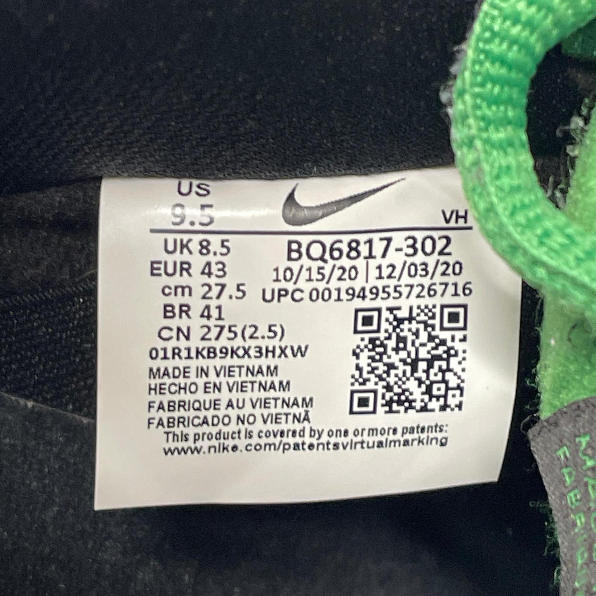 スニーカー SB Dunk Low Pro Black and Classic Green 27.5cm (US9 1/2 UK9 EU45)