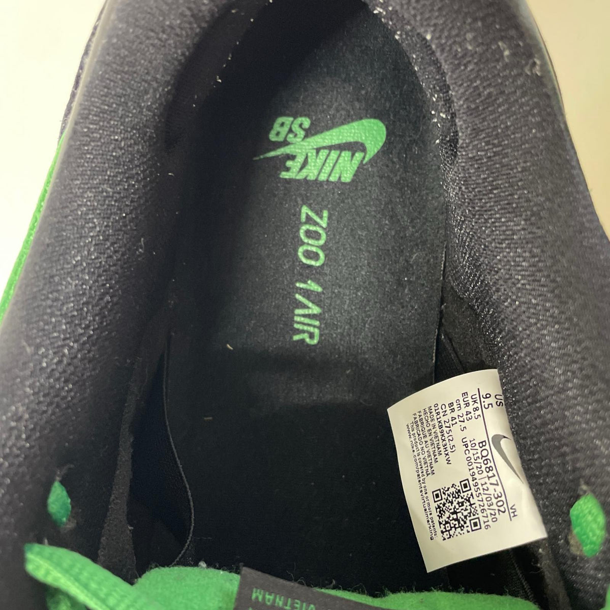 スニーカー SB Dunk Low Pro Black and Classic Green 27.5cm (US9 1/2 UK9 EU45)