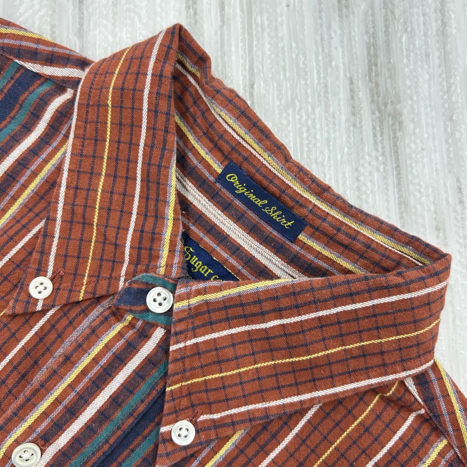 半袖シャツ 90s Flannel Shirt S Check 総柄 ORG M ブラウン