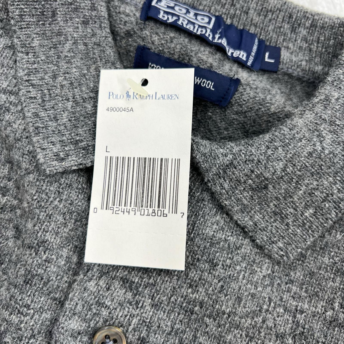 ニット ﾗﾑｳｰﾙ ﾎﾟﾛﾆｯﾄ ｸﾞﾚｰ L グレー