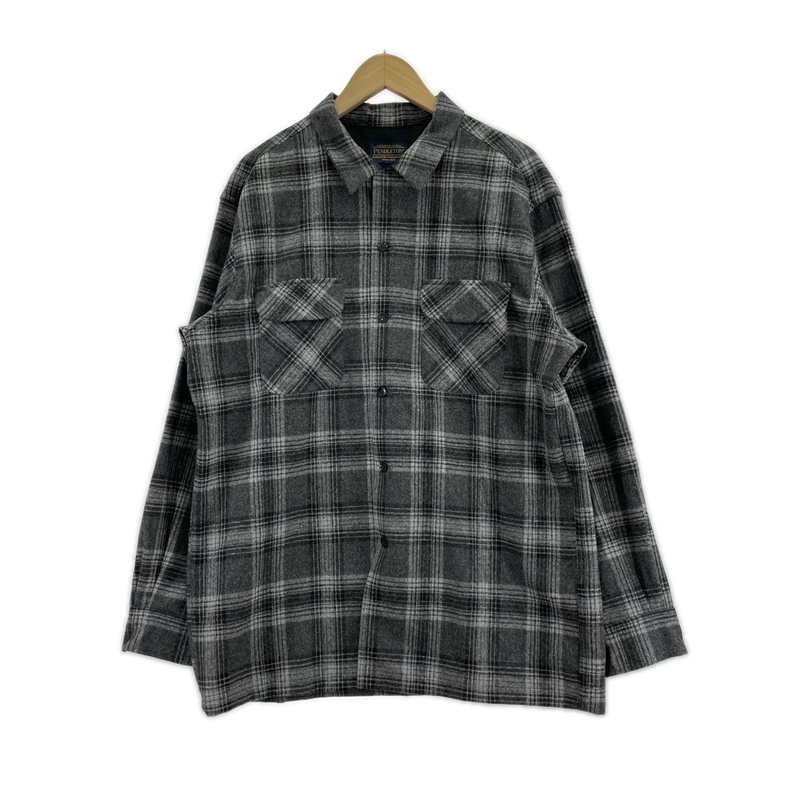 長袖シャツ ｼｬﾄﾞｰﾁｪｯｸ BOARD SHIRT 黒白 (L) L ブラック
