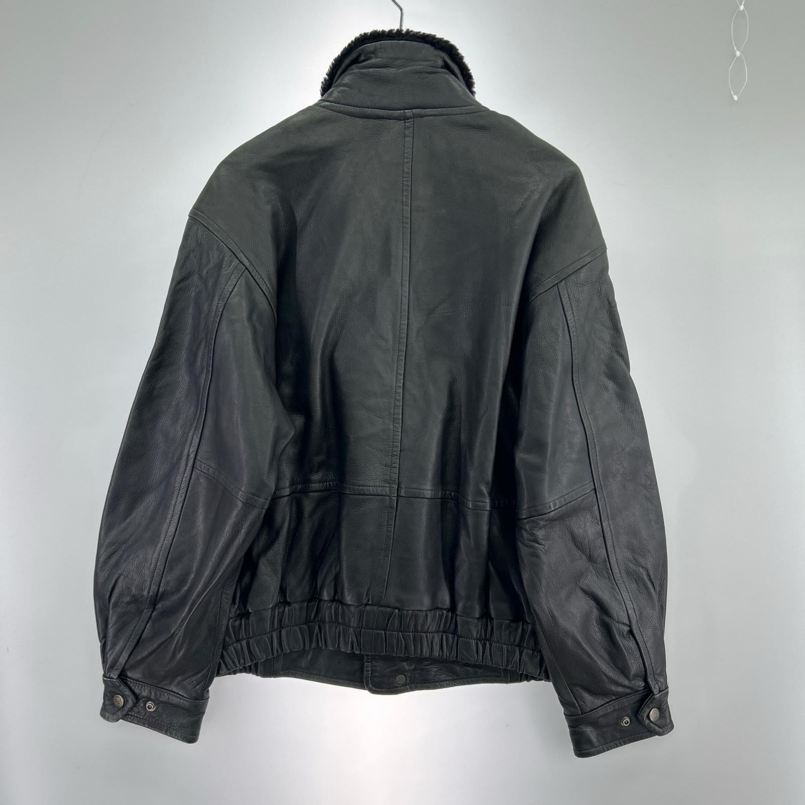 レザージャケット Robert Comstock Sherling Collar Leather Jacket L BLK L ブラック