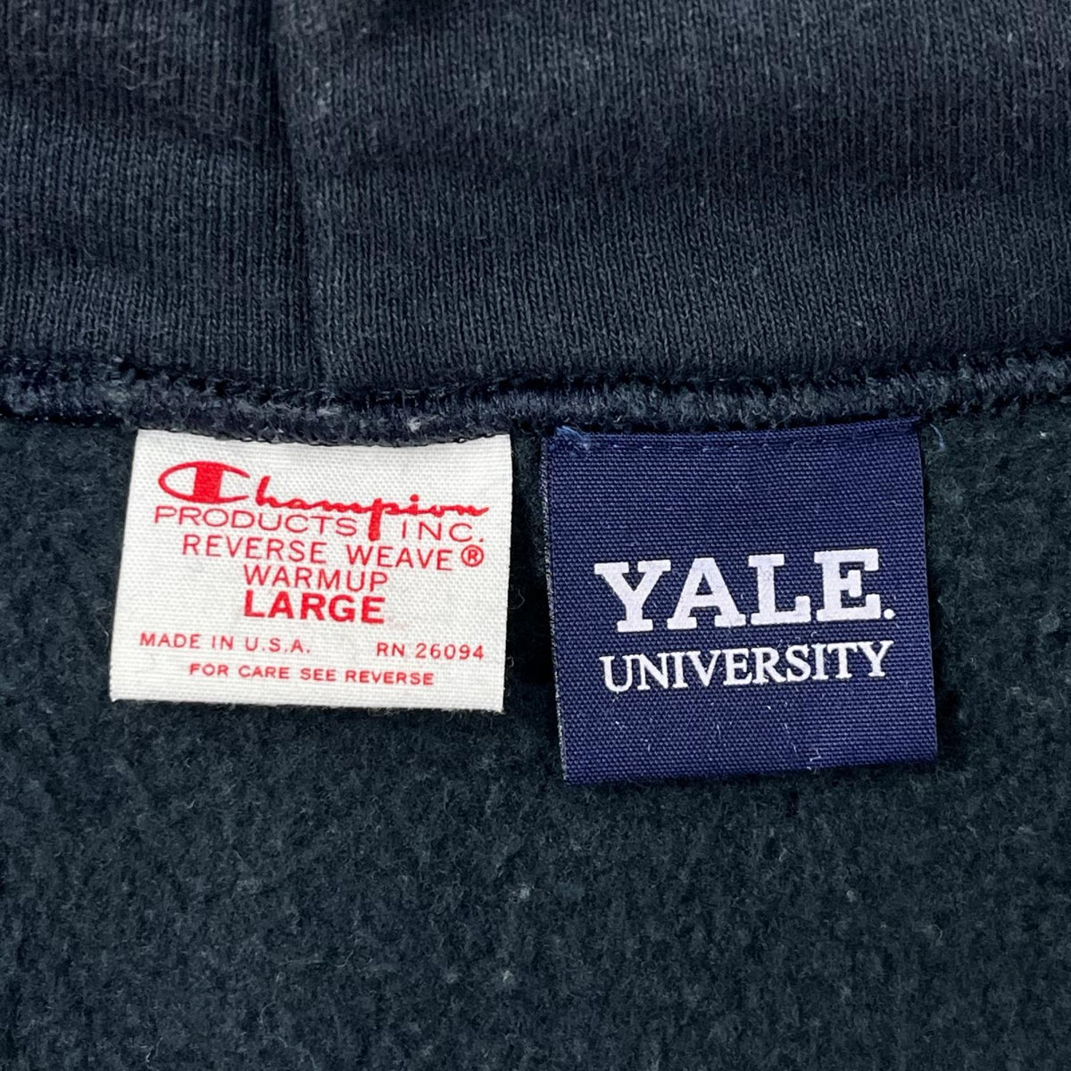 パーカー Champion YALE college hoodie 赤ﾀｸﾞ 復刻 L ネイビー