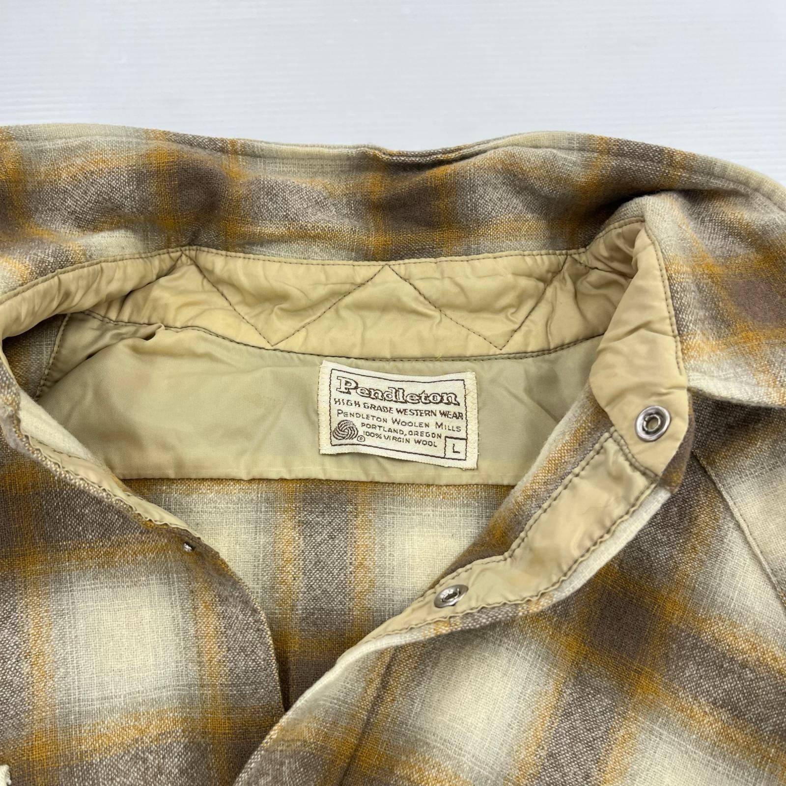 長袖シャツ 70s 80s ｵﾝﾌﾞﾚﾁｪｯｸｳｴｽﾀﾝｼｬﾂ（L) L ブラウン