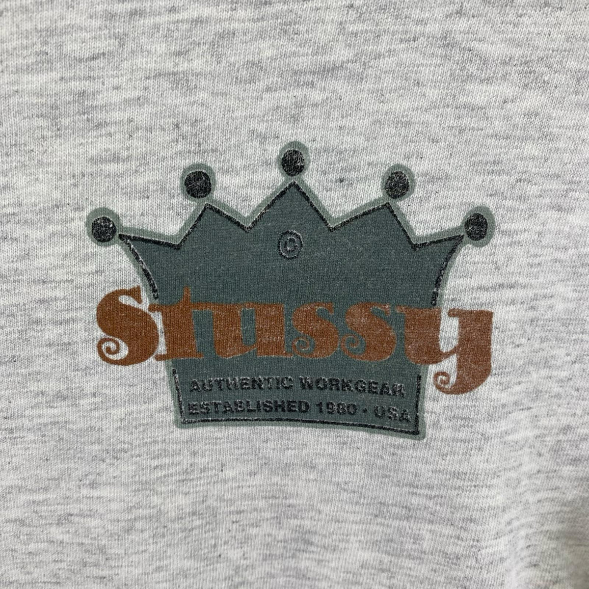 半袖Ｔシャツ 80S～ オールドSTUSSY 王冠ﾛｺﾞ S グレー