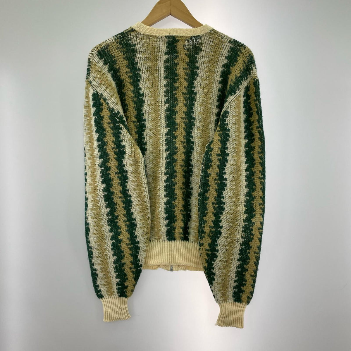ニット 60s RAY BROOK ウールモヘア ジップ M グリーン