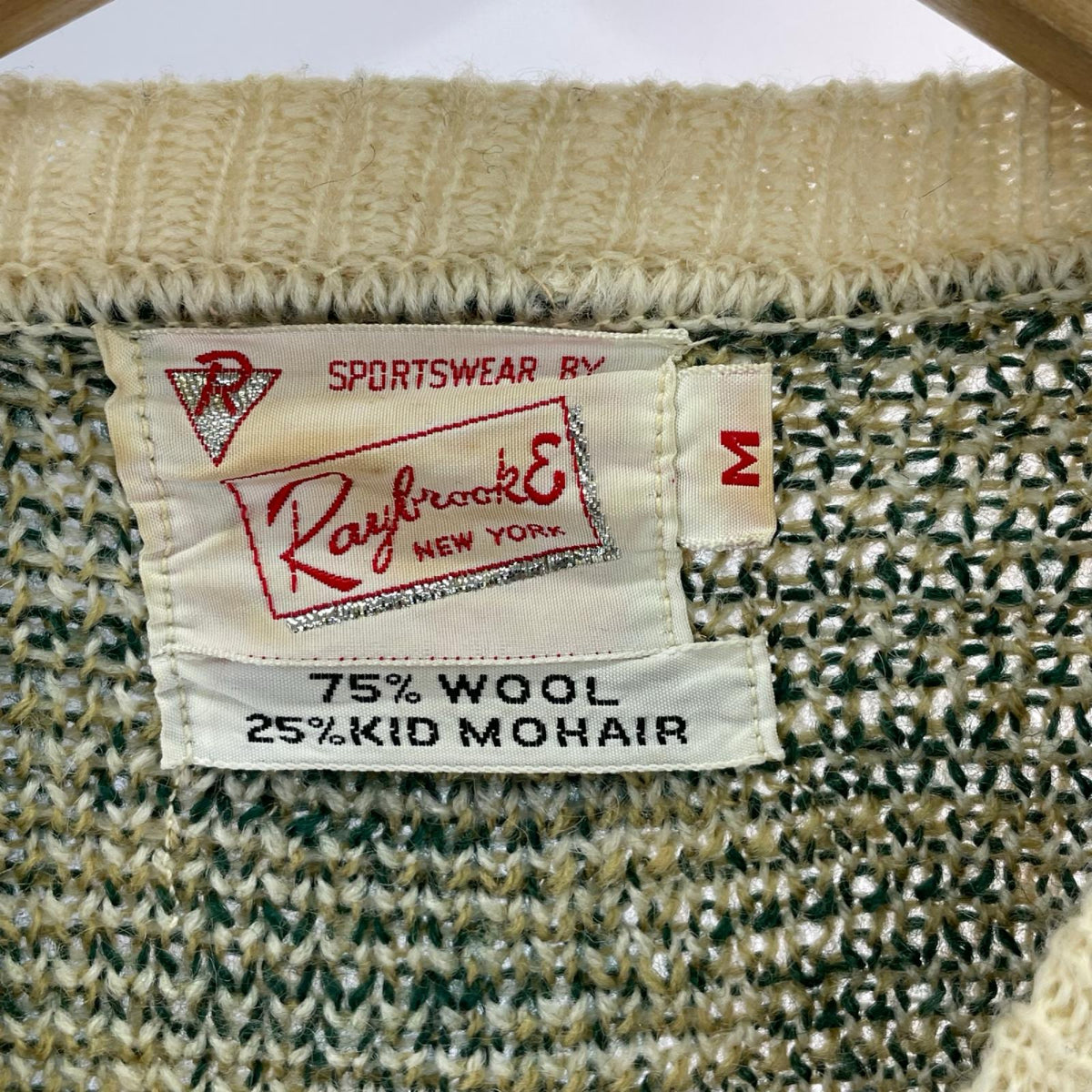 ニット 60s RAY BROOK ウールモヘア ジップ M グリーン