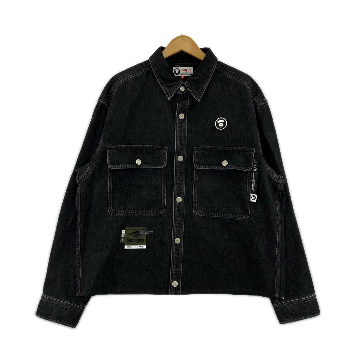 長袖シャツ Moonface chest pocket shirt L L ブラック