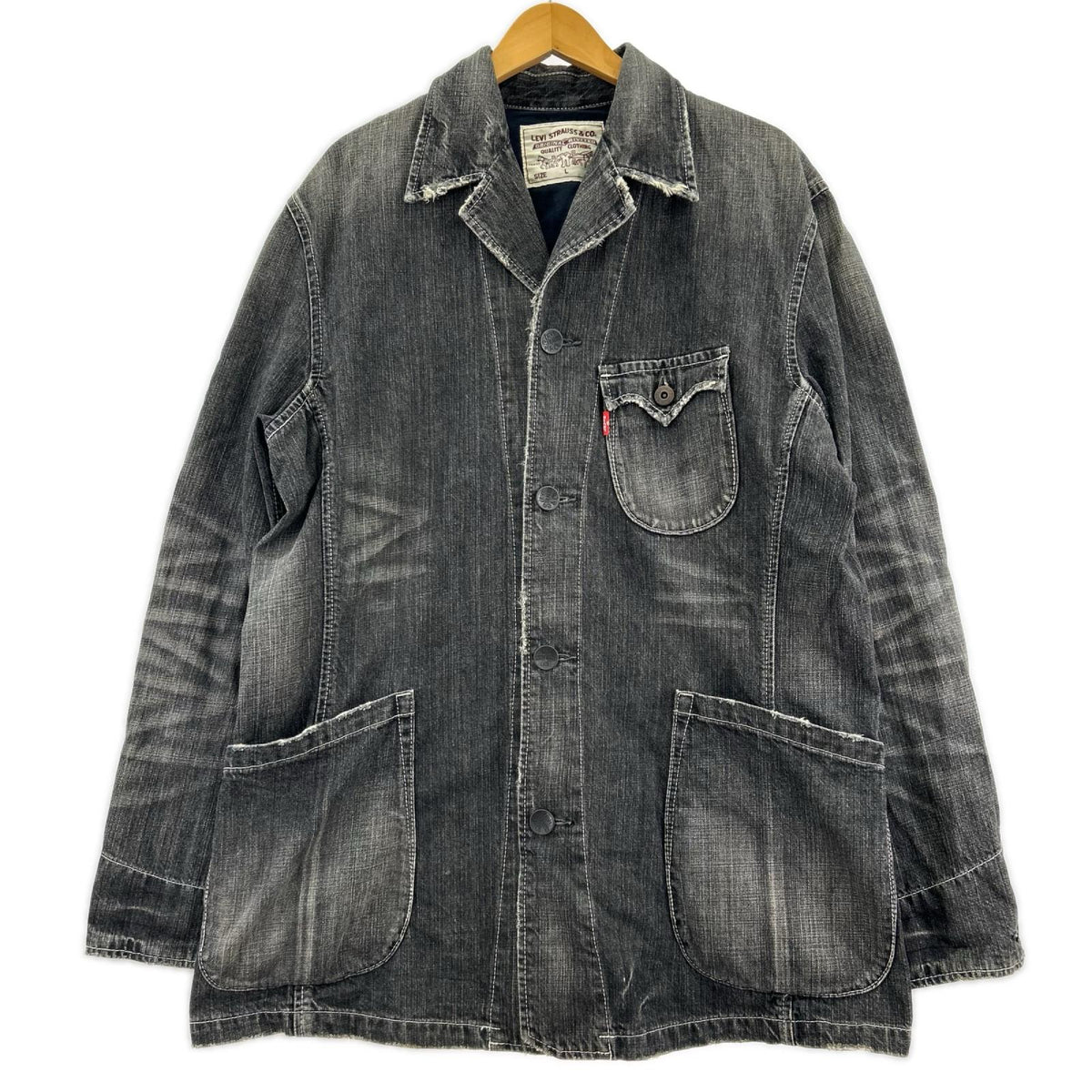 デニムジャケット levis カバーオール ﾌﾞﾗｯｸ L ブラック