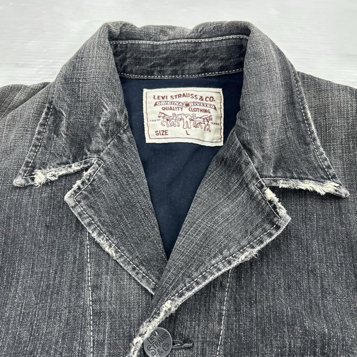 デニムジャケット levis カバーオール ﾌﾞﾗｯｸ L ブラック