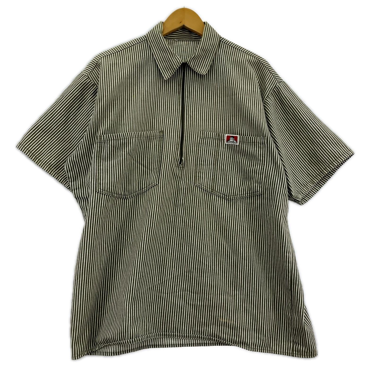 半袖シャツ 90s BEN DAVIS ﾋｯｺﾘｰﾊｰﾌｼﾞｯﾌﾟｼｬﾂ (M) M カーキ