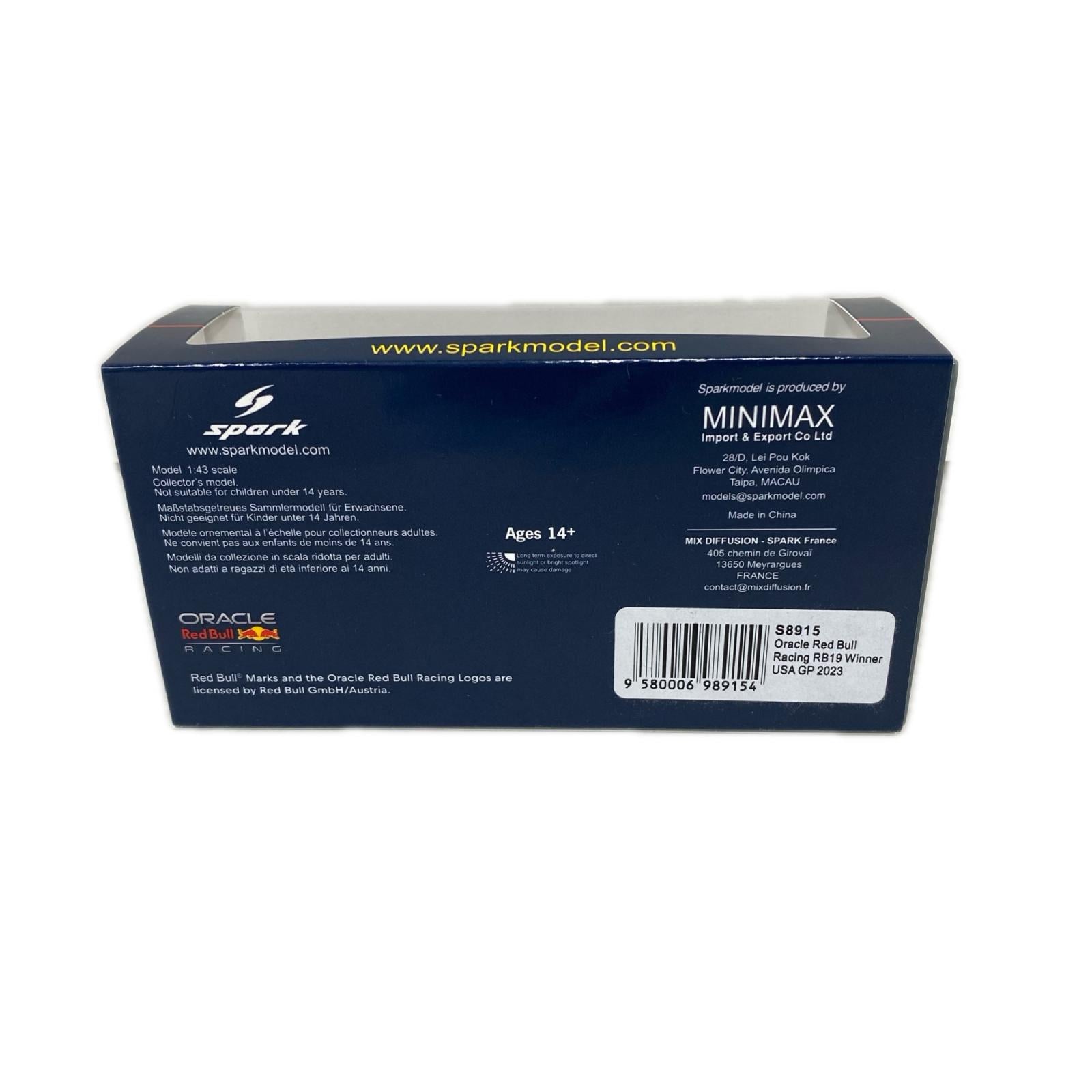 Spark 2023 Redbull RB19 GP USA スケールカー