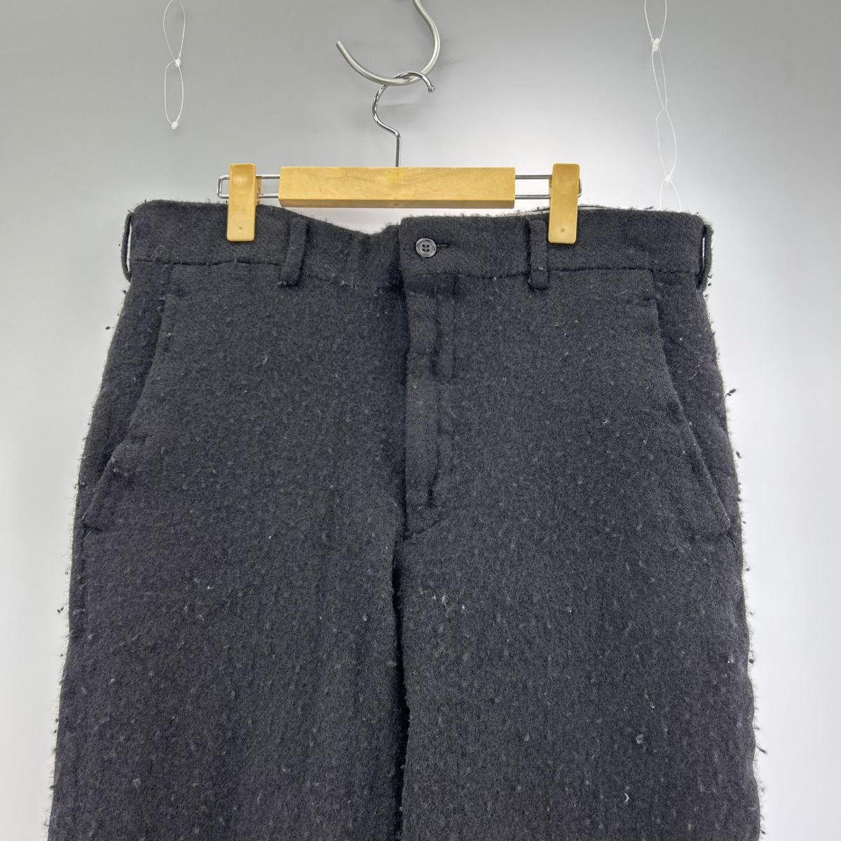 パンツ HOMME PLUS 22AW ノマド期 ウール縮絨スラックスパンツ L ブラック