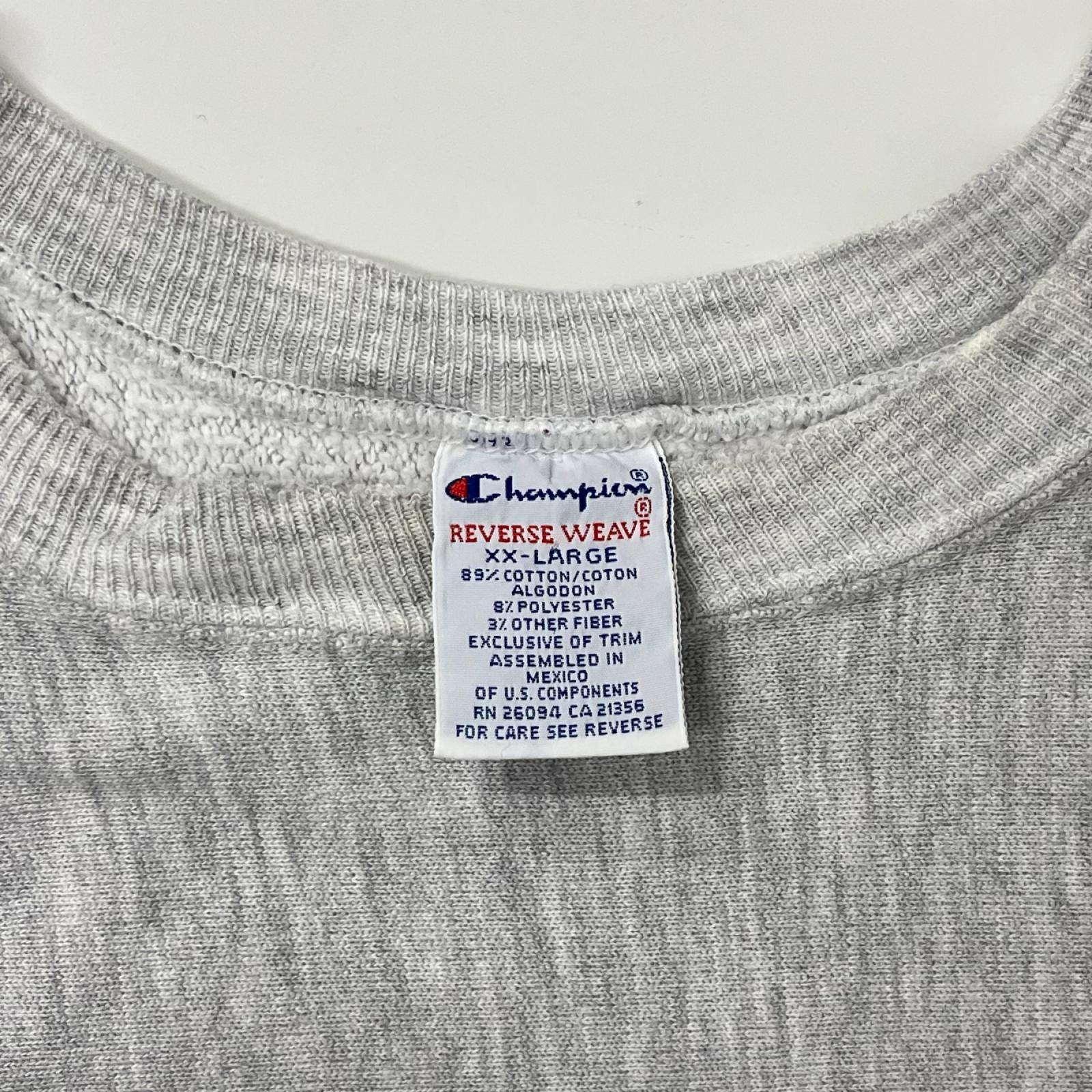 スウェット Champion 90s EVANSVILLE REVERSE WEAVE ｽｳｪｯﾄ XXL ｸﾞﾚｰ グレー