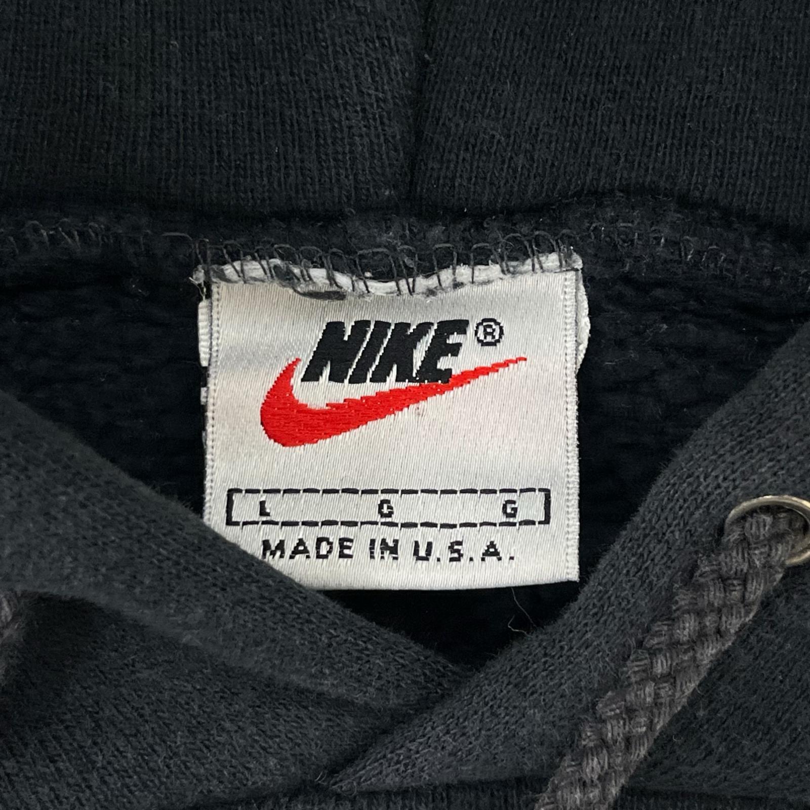 パーカー NIKE 90s USA製 ｽｳｫｯｼｭ刺繍ﾊﾟｰｶｰ L ﾌﾞﾗｯｸ L