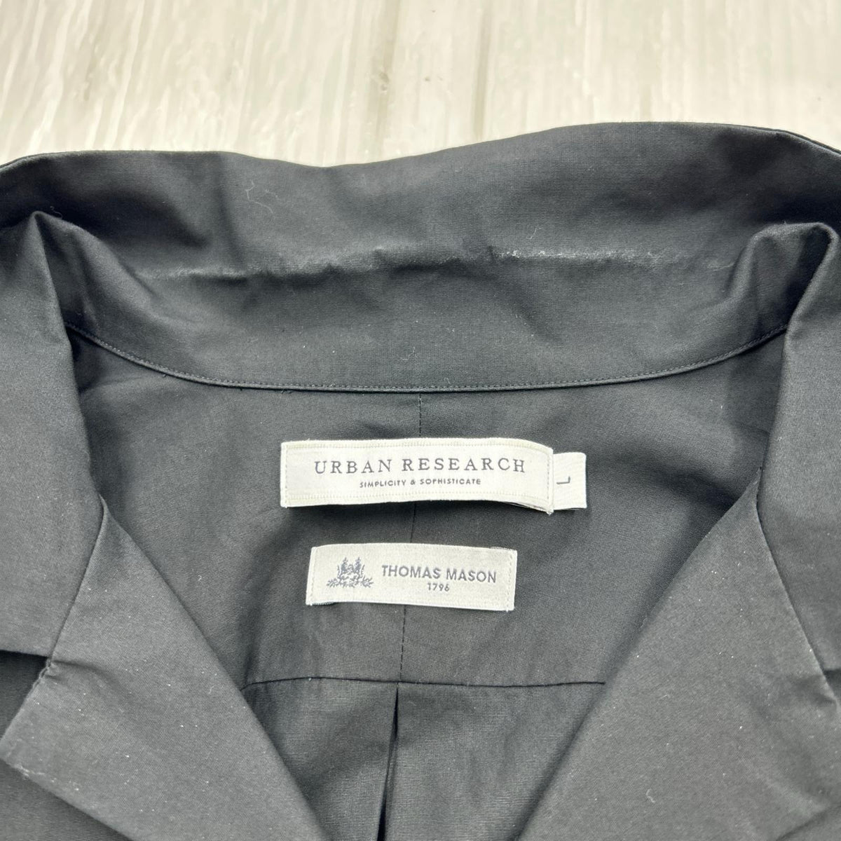 半袖シャツ × THOMAS MASON 開襟ｼｬﾂ　L L ブラック