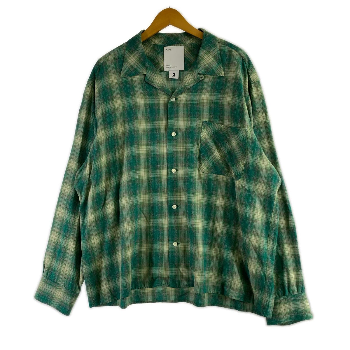 長袖シャツ ALONE　ｼｬﾄﾞｰﾁｪｯｸｼｬﾂ　ｸﾞﾘｰﾝ　3 3 グリーン
