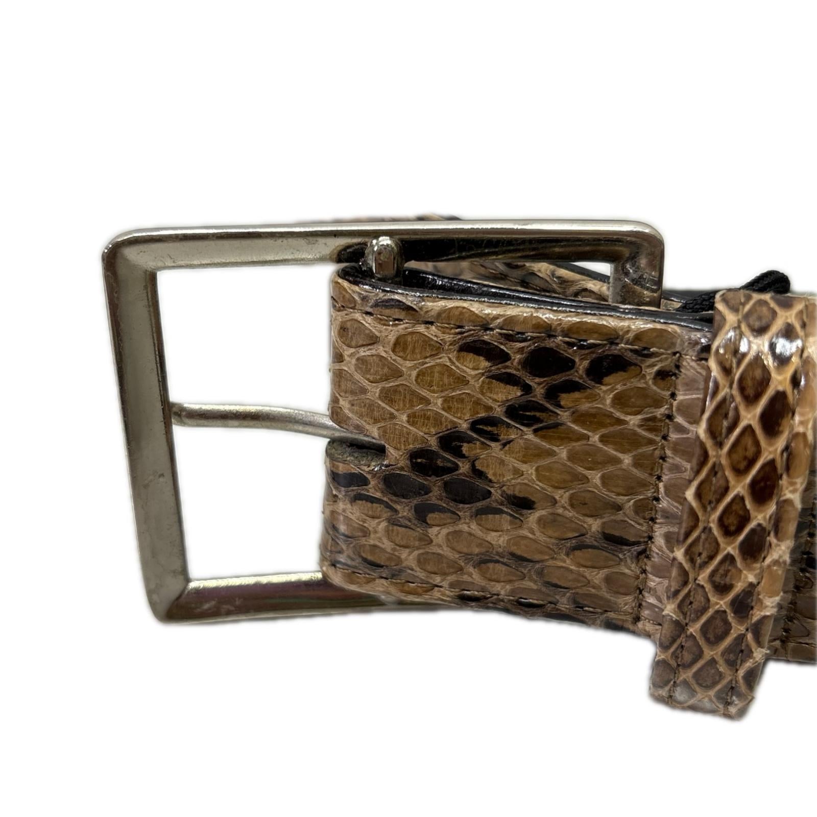ベルト Python Leather Belt 28 ベージュ