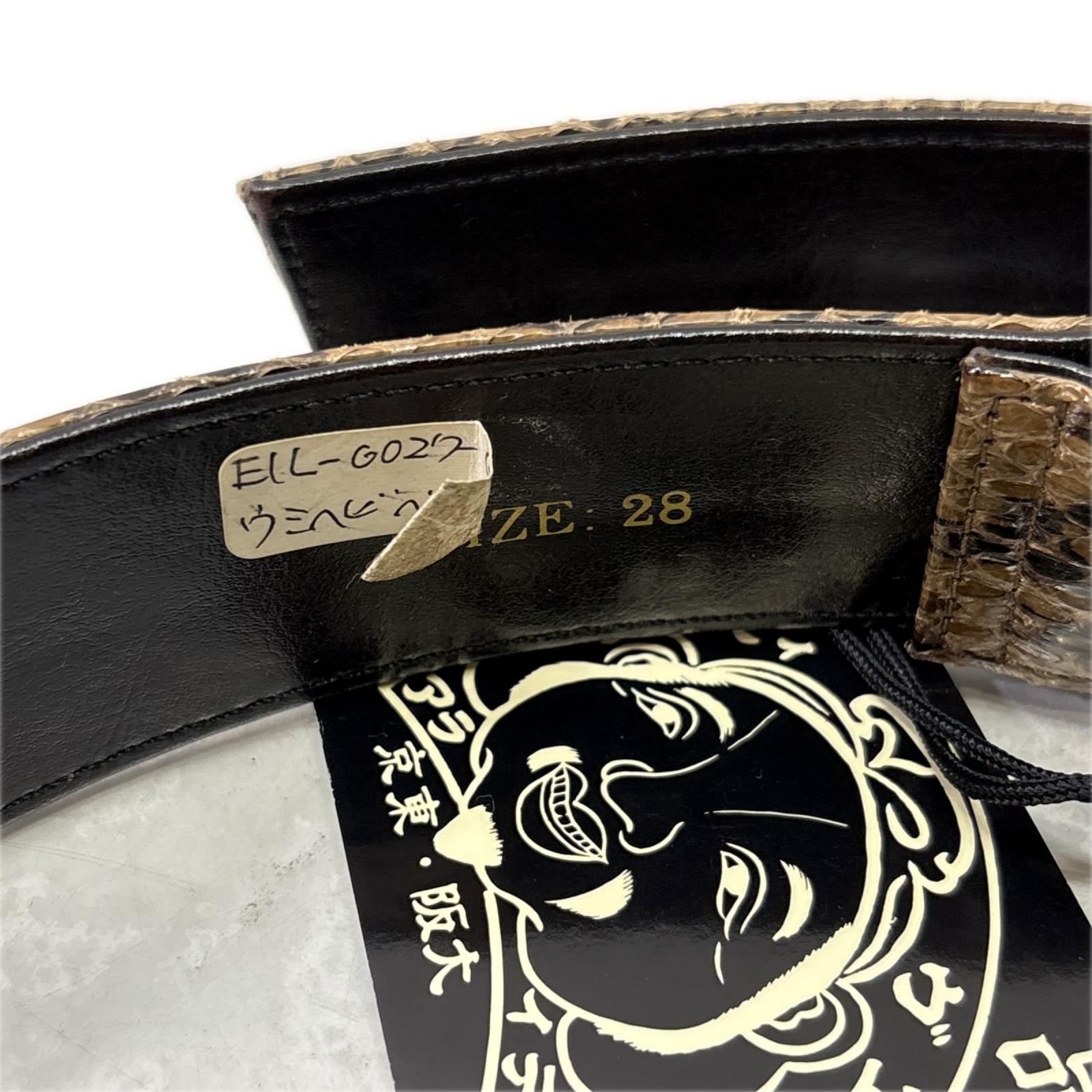 ベルト Python Leather Belt 28 ベージュ