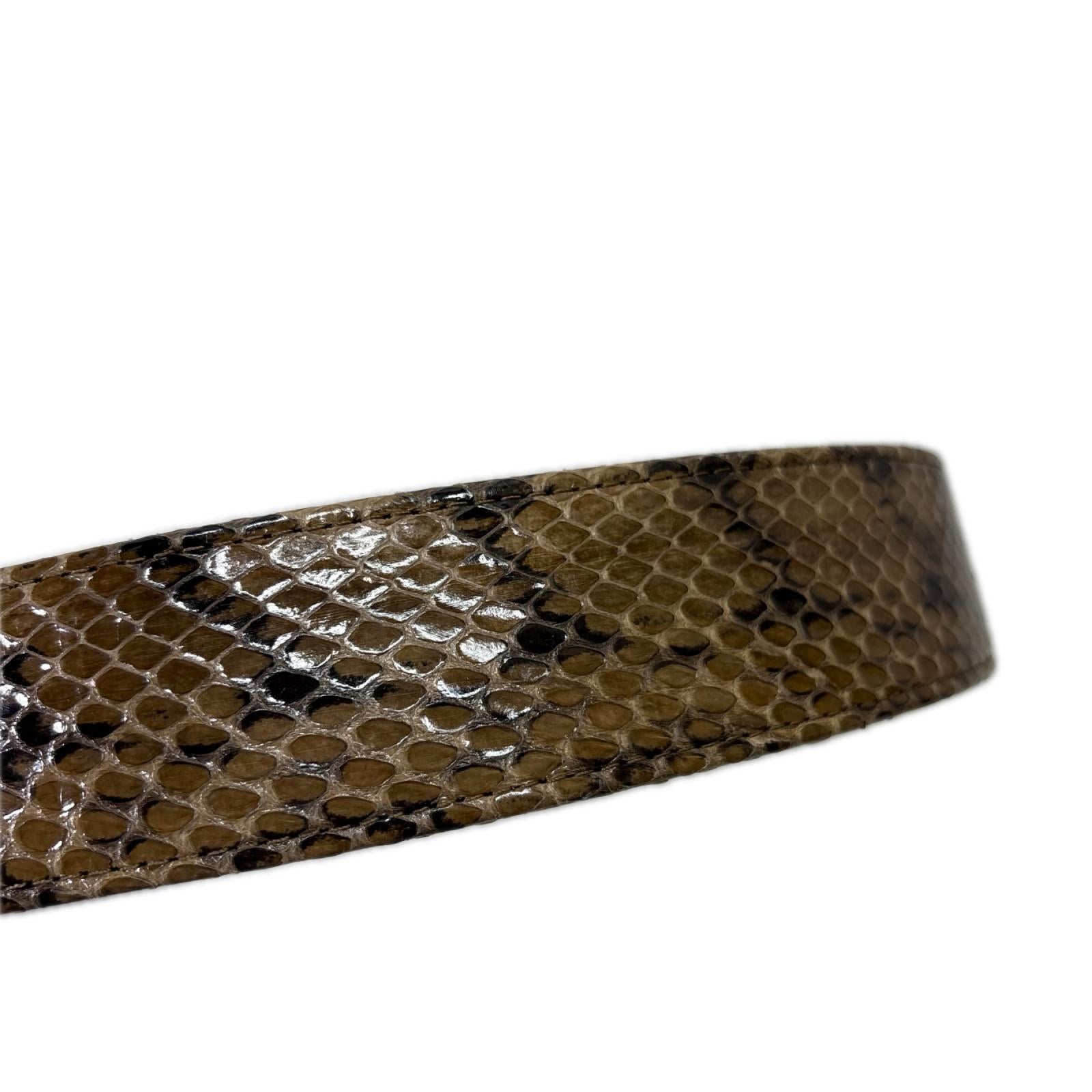 ベルト Python Leather Belt 28 ベージュ