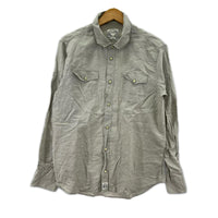 長袖シャツ MAISON KITSUNE HOTEL コットンリネンシャツ オフホワイト M グレー