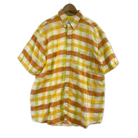 半袖シャツ ORVIS ﾘﾈﾝｼｬﾂ ﾏﾙﾁｶﾗｰ ﾌﾞﾛｯｸﾁｪｯｸ L オレンジ