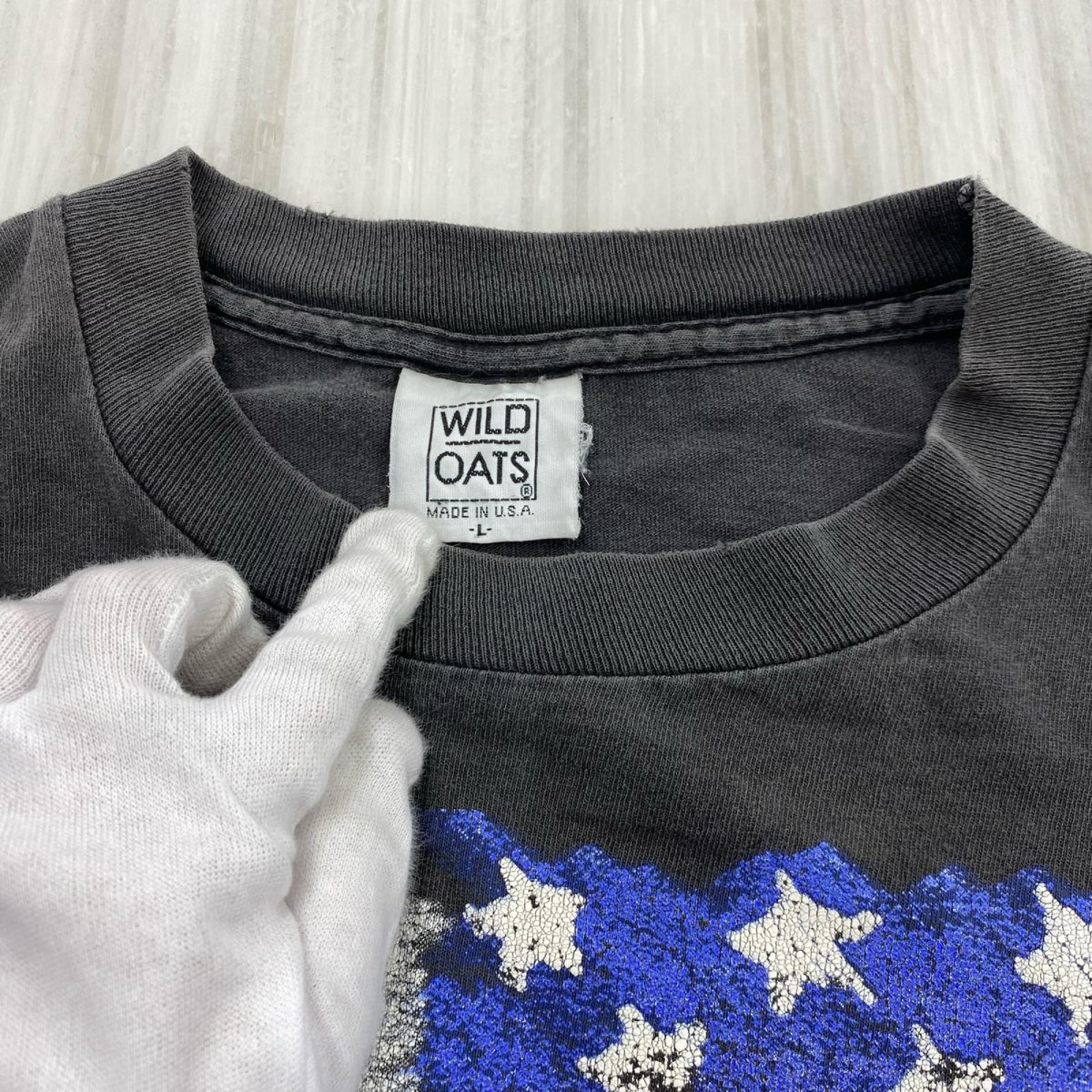 半袖Ｔシャツ 90s WILD OATS 星条旗 USA製 (L) L グレー