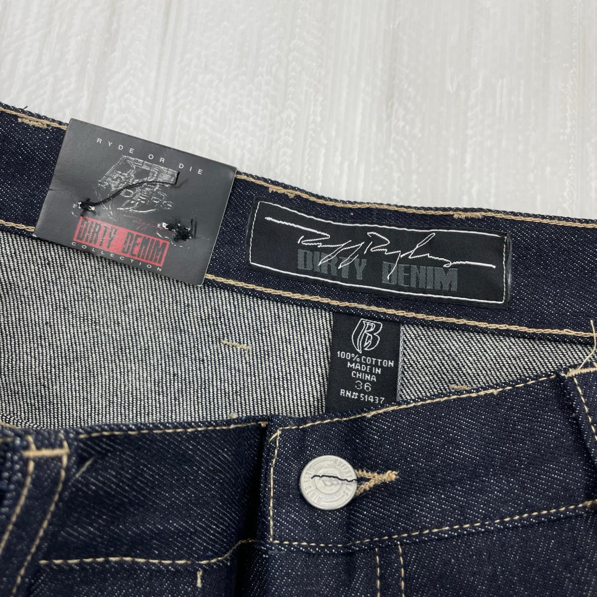 デニムパンツ RUFF RYDERS WIDE DENIM W36 36 ネイビー