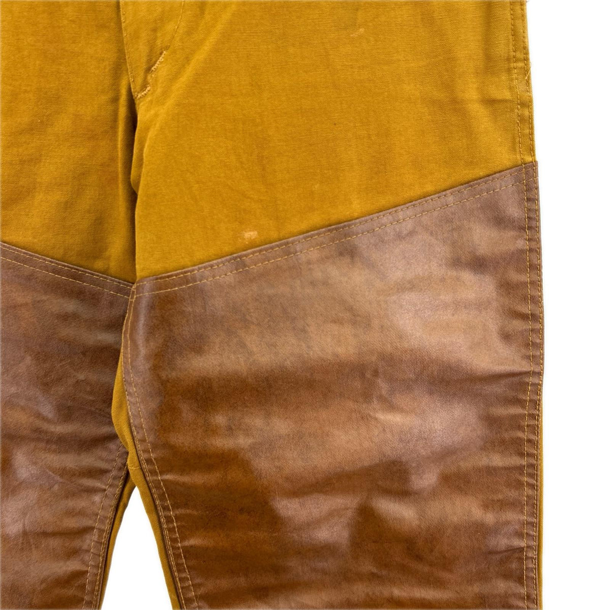 パンツ 70S SAFTBAK ﾚｻﾞｰ切替ﾀﾞﾌﾞﾙﾆｰ ﾀﾞｯｸ地茶 (実寸34) ブラウン