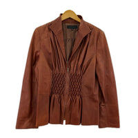 レザージャケット Shirring Leather jacket 13 RED ブラウン