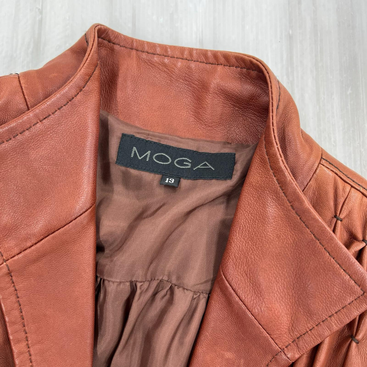 レザージャケット Shirring Leather jacket 13 RED ブラウン