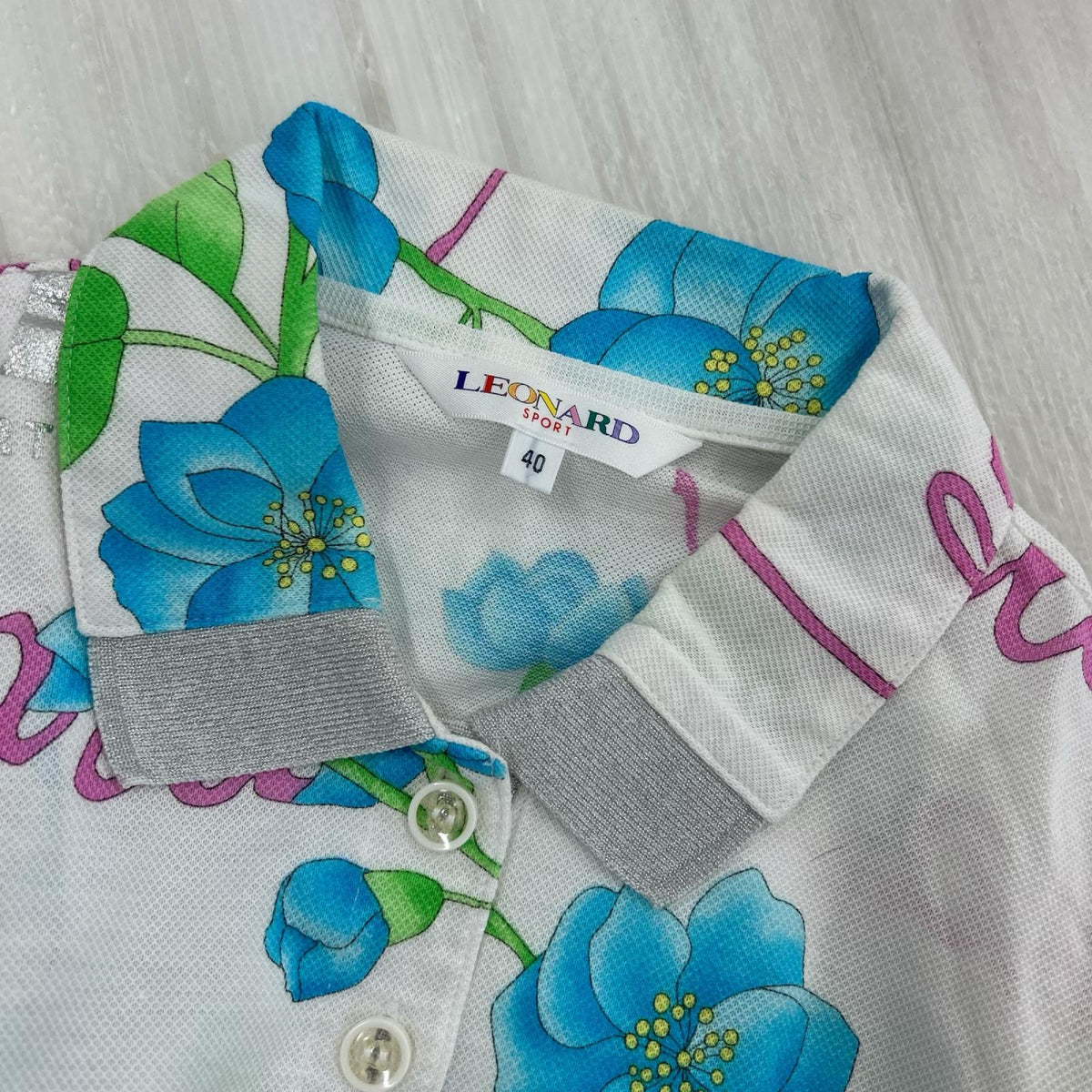 長袖Ｔシャツ LEONARD 花柄 ポロ 長袖 ブルー花 40